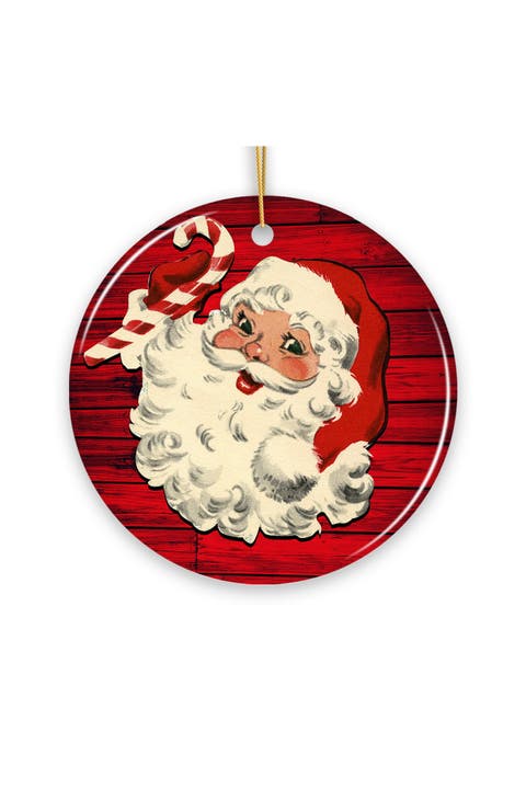 Vintage Santa With Candy Cane Ornament