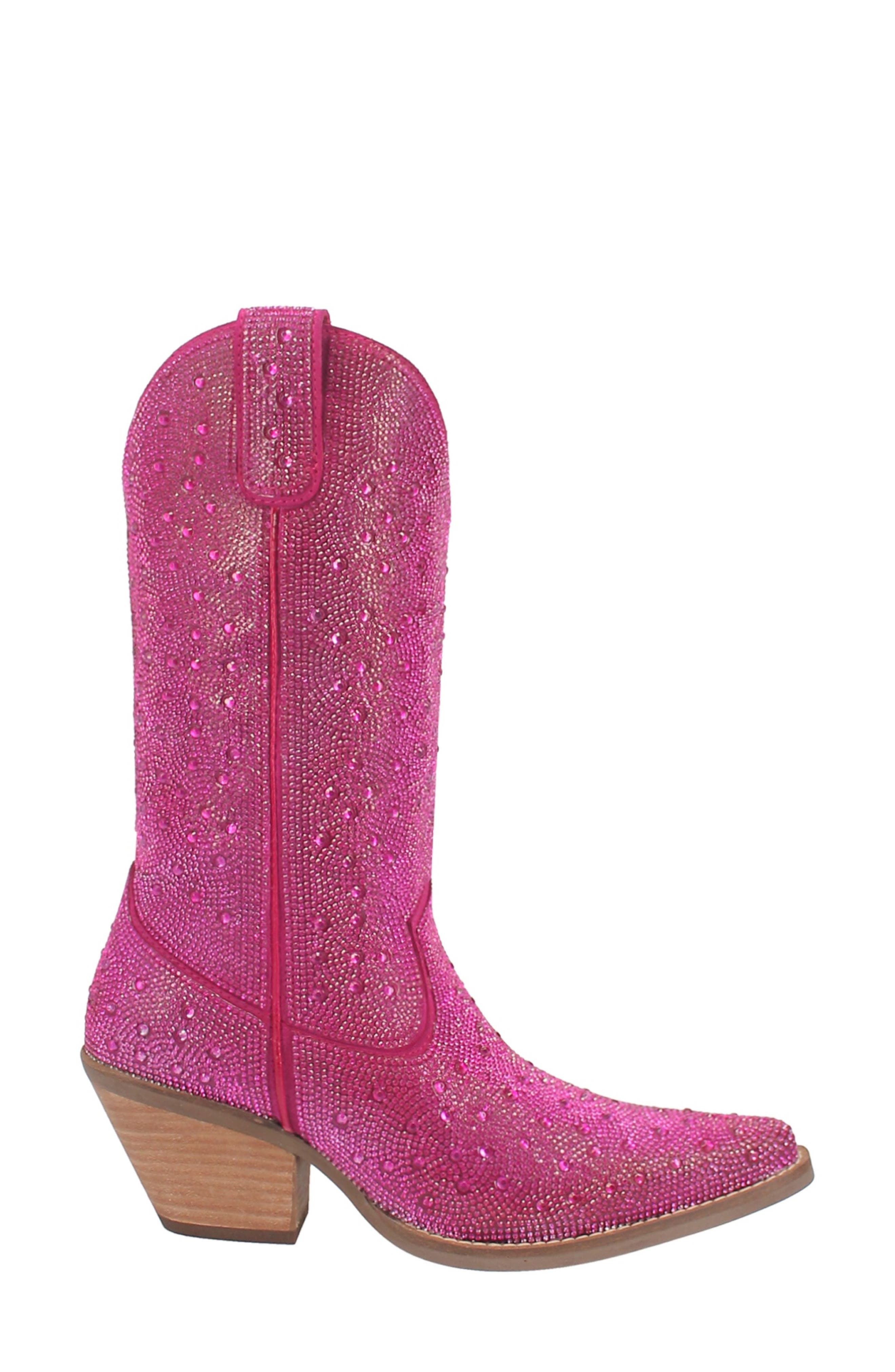 Dingo Silver Dollar Rhinestone Western Boot, Alternate, color, Fuchsia