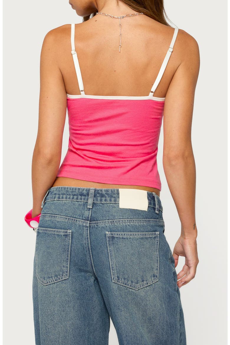 Rhoda Contrast Polka Dot Tank, Alternate, color, HOT-PINK