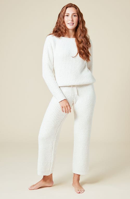 Softies Waffle Marshmallow Boat Neck Lounge Set In White