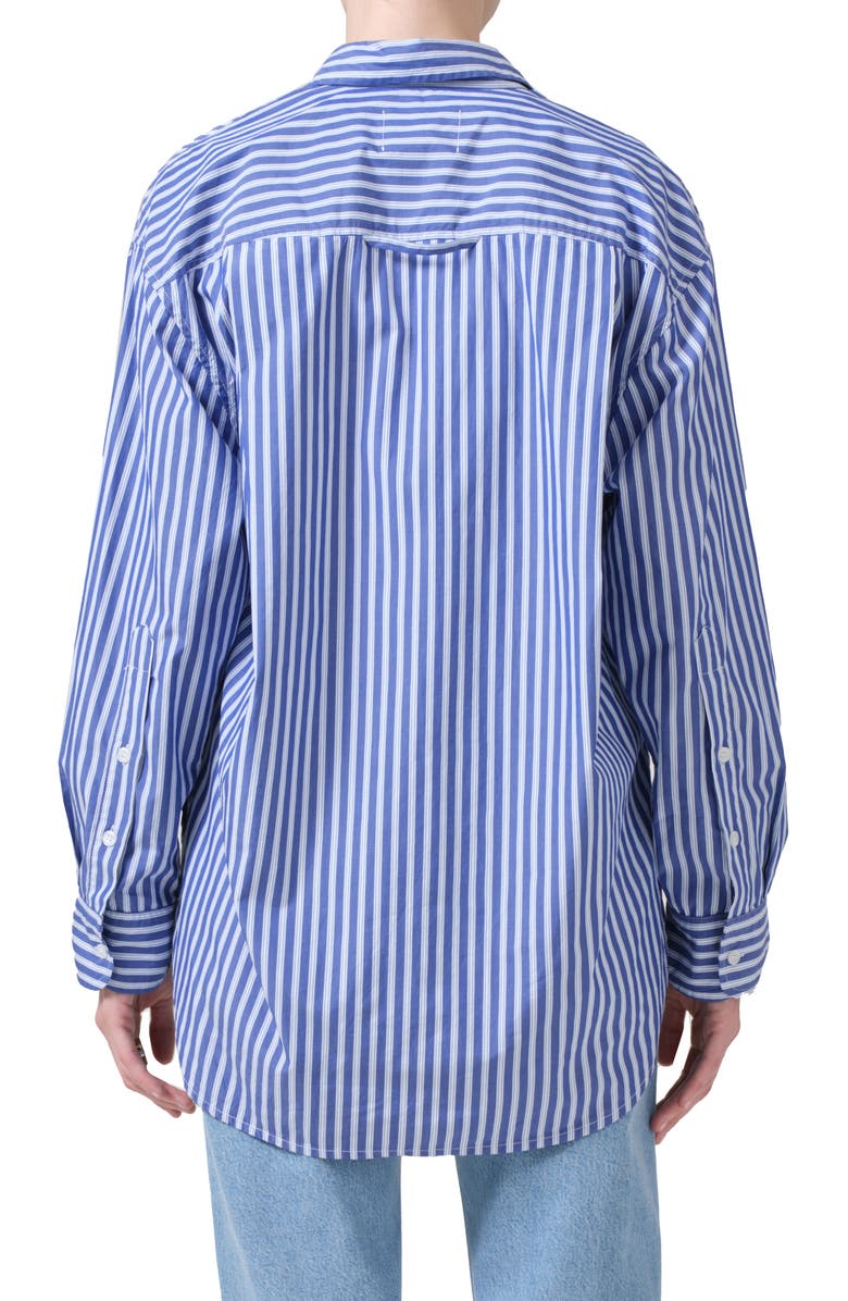 Citizens of Humanity Kayla Mesa Stripe Oversize Button-Up Shirt, Alternate, color, Navy Mesa Stripe
