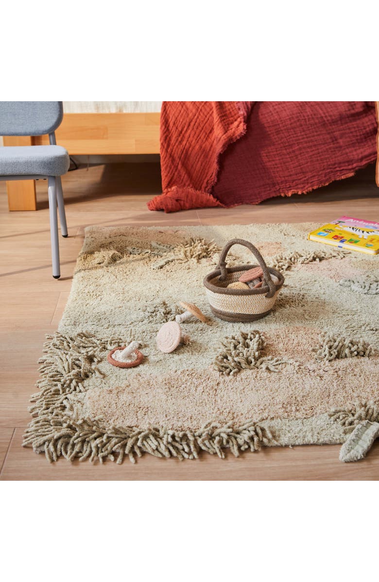 Lorena Canals Washable Play Rug Mushroom Forest, Alternate, color, Olive