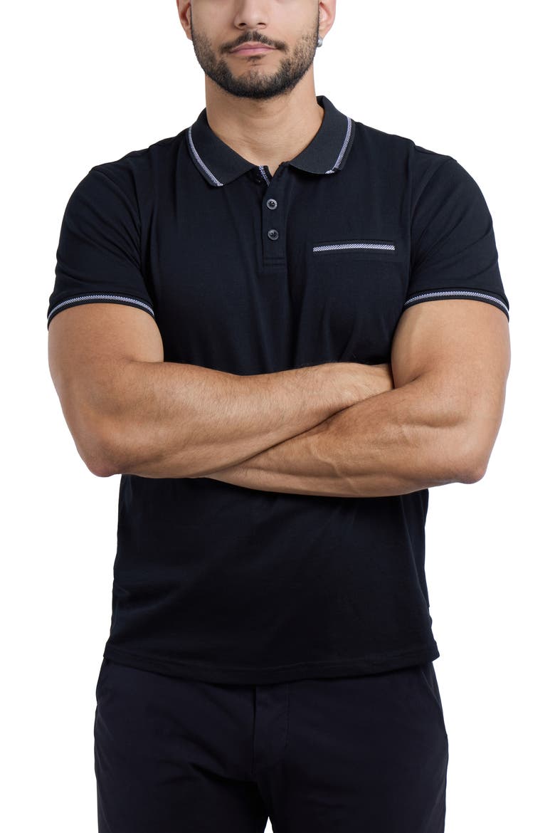 Jacquard Polo, Alternate, color, BLACK/ WHITE