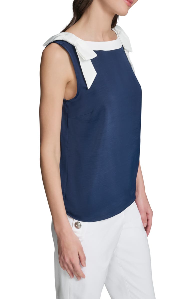 KARL LAGERFELD PARIS Bow Shoulder Top, Alternate, color, Naval Academy