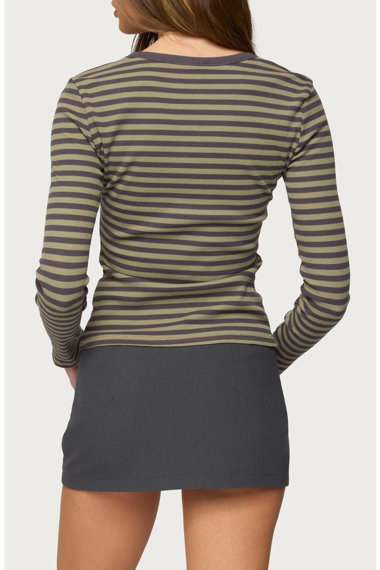 Roma Stripe Rib Henley Top, Alternate, color, OLIVE