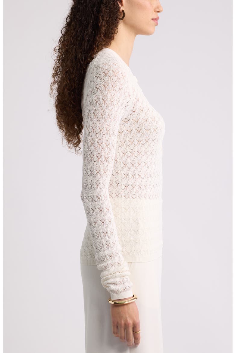 Pointelle Henley, Alternate, color, IVORY TOFU