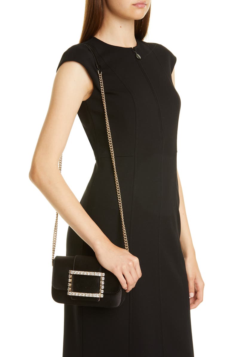 Roger Vivier Très Vivier Crystal Buckle Crossbody Bag, Alternate, color,