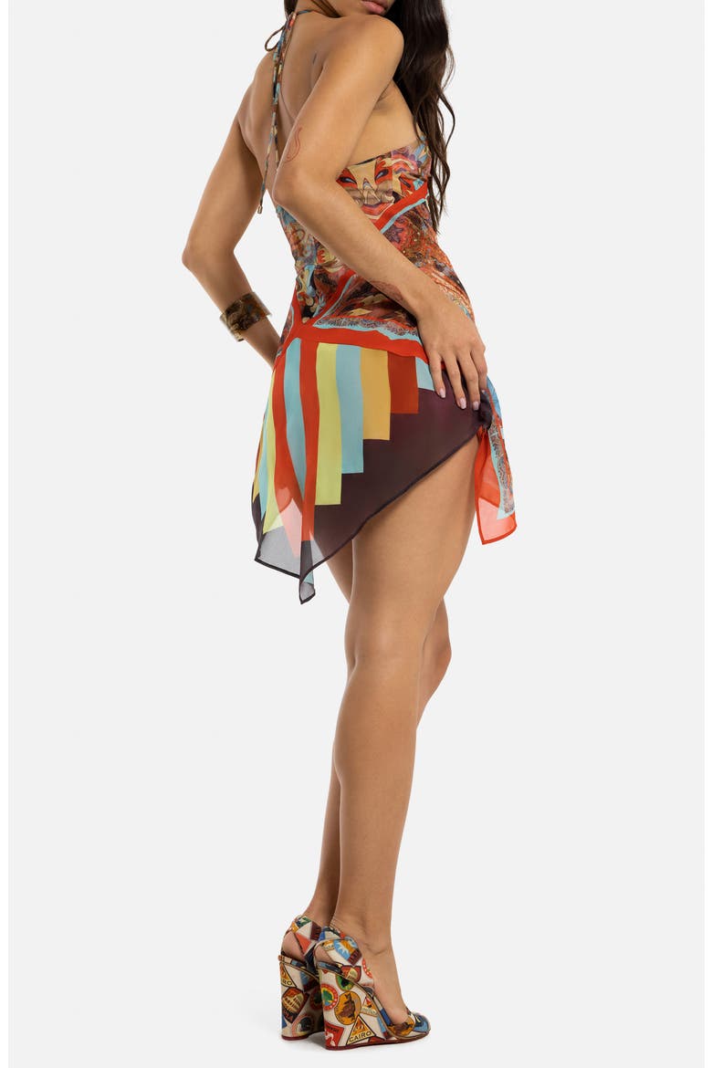 Studded Scarf Minidress, Alternate, color, ORANGE
