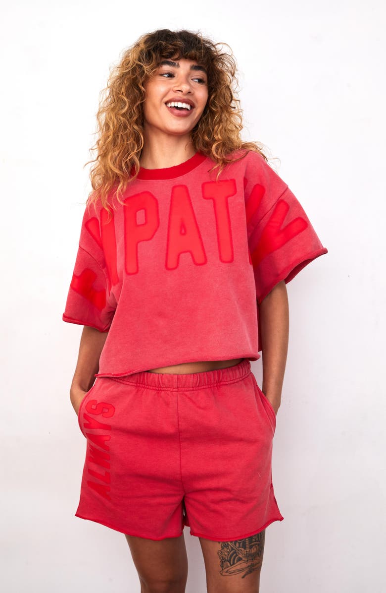 THE MAYFAIR GROUP Empathy Always Graphic Sweat Shorts, Alternate, color, Red