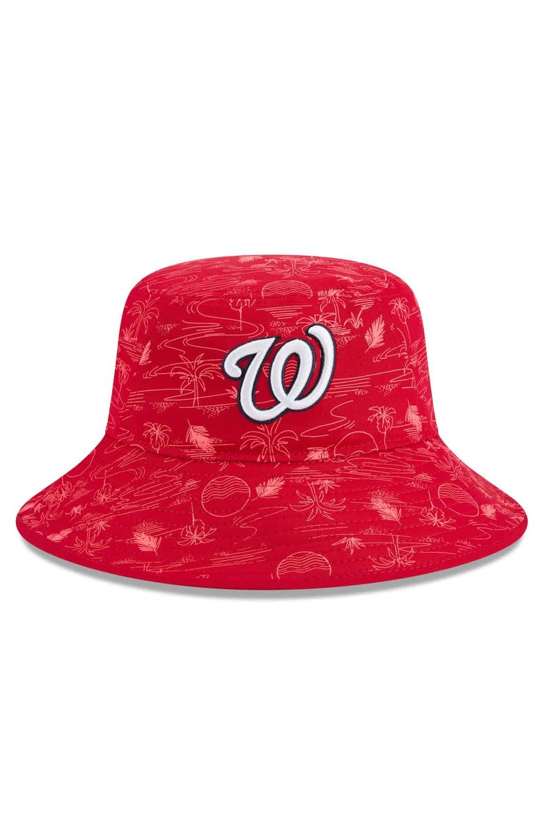 New Era Men's New Era  Red Washington Nationals 2025 Spring Training All Over Print Bucket Hat, Alternate, color, 