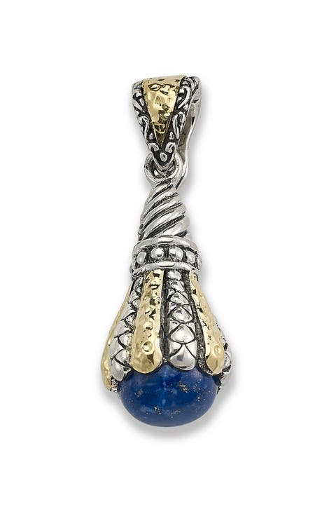 Sterling Silver & 18K Gold Semiprecious Stone Teardrop Pendant