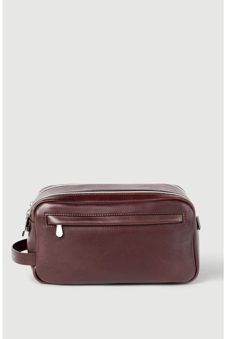 Calfskin beauty case with double zipper, Main, color, Burgundy