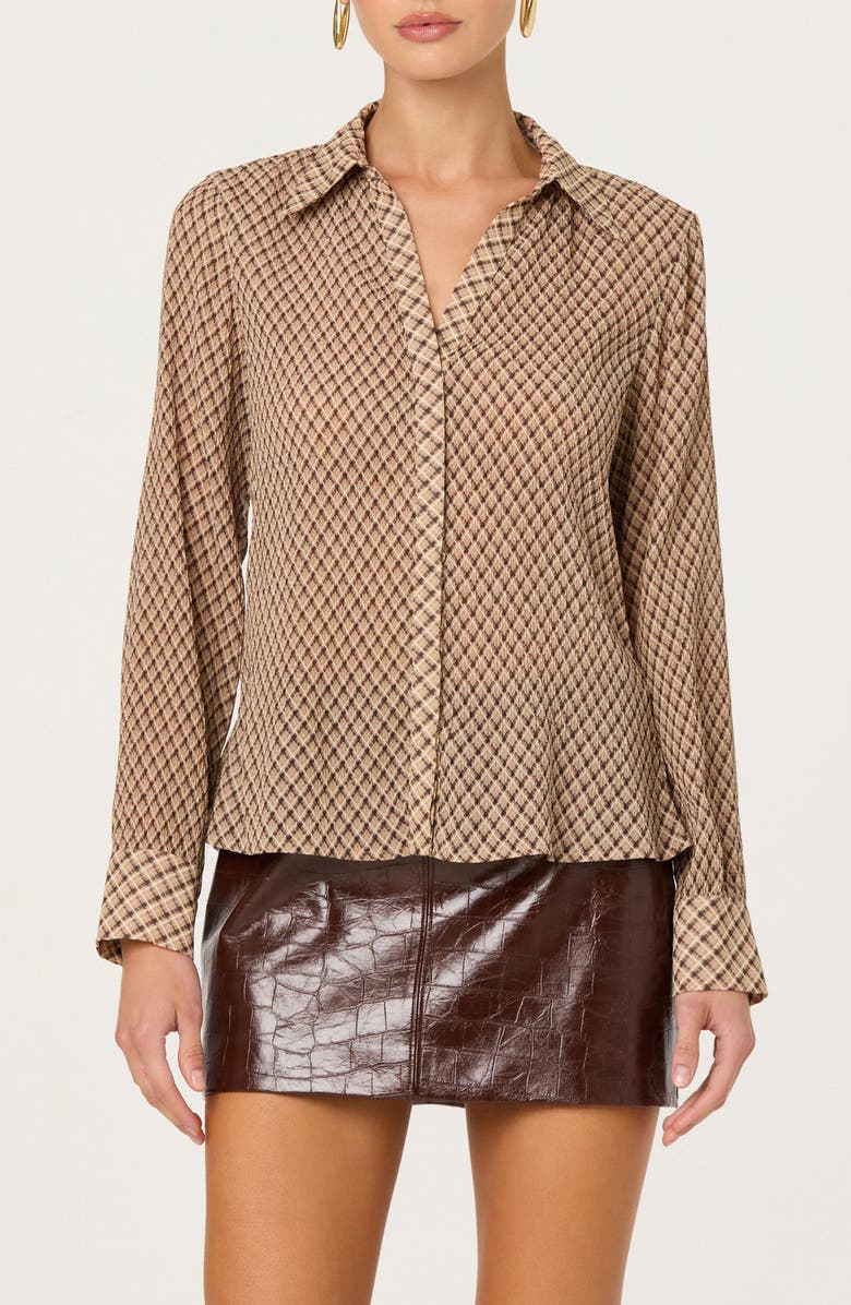 ASTR the Label Laurel Button-Up Shirt, Main, color, Brown Plaid