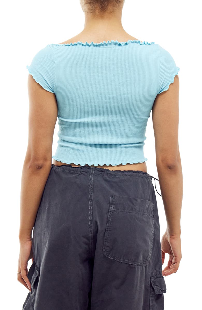 BDG Urban Outfitters Elsie Cap Sleeve Rib Crop Top, Alternate, color, Light Blue