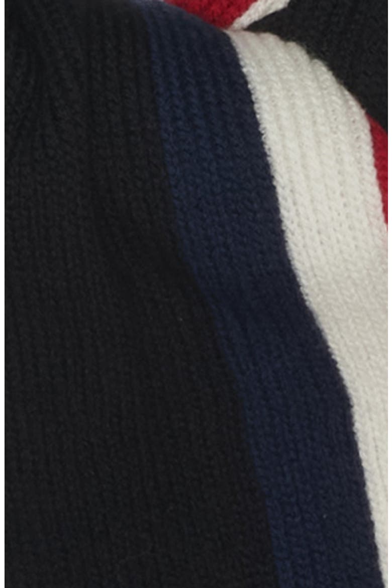 Logo Patch Stripe Virgin Wool Fringe Scarf, Alternate, color, BLACK