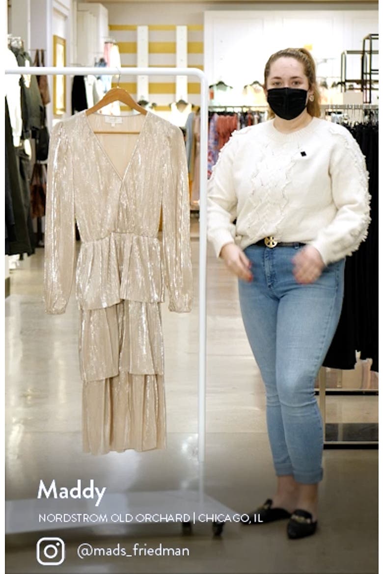 Metallic Long Sleeve Tiered Midi Dress video