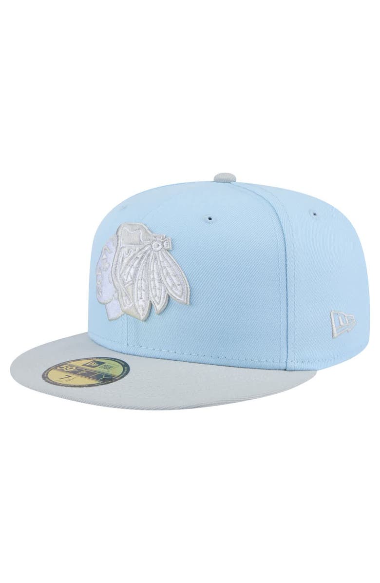 New Era Men's New Era  Light Blue/Gray Chicago Blackhawks Color Pack Two-Tone 59FIFTY Fitted Hat, Main, color, 