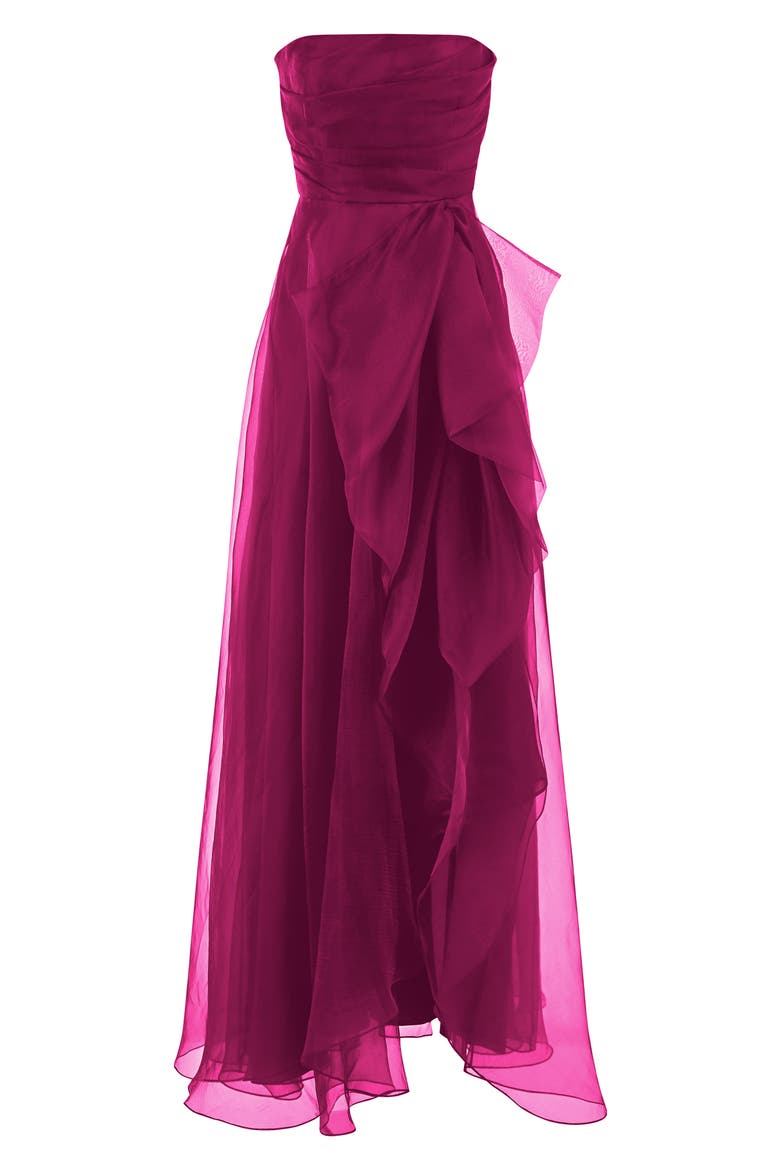 Teresa Strapless Draped Gown, Alternate, color, SANGRIA