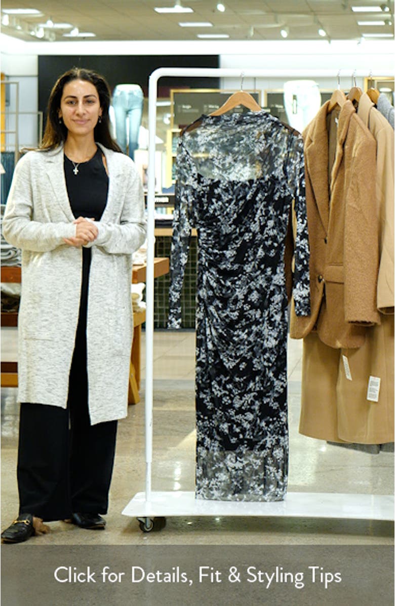 Maureen Floral Long Sleeve Mesh Midi Dress, sales video thumbnail