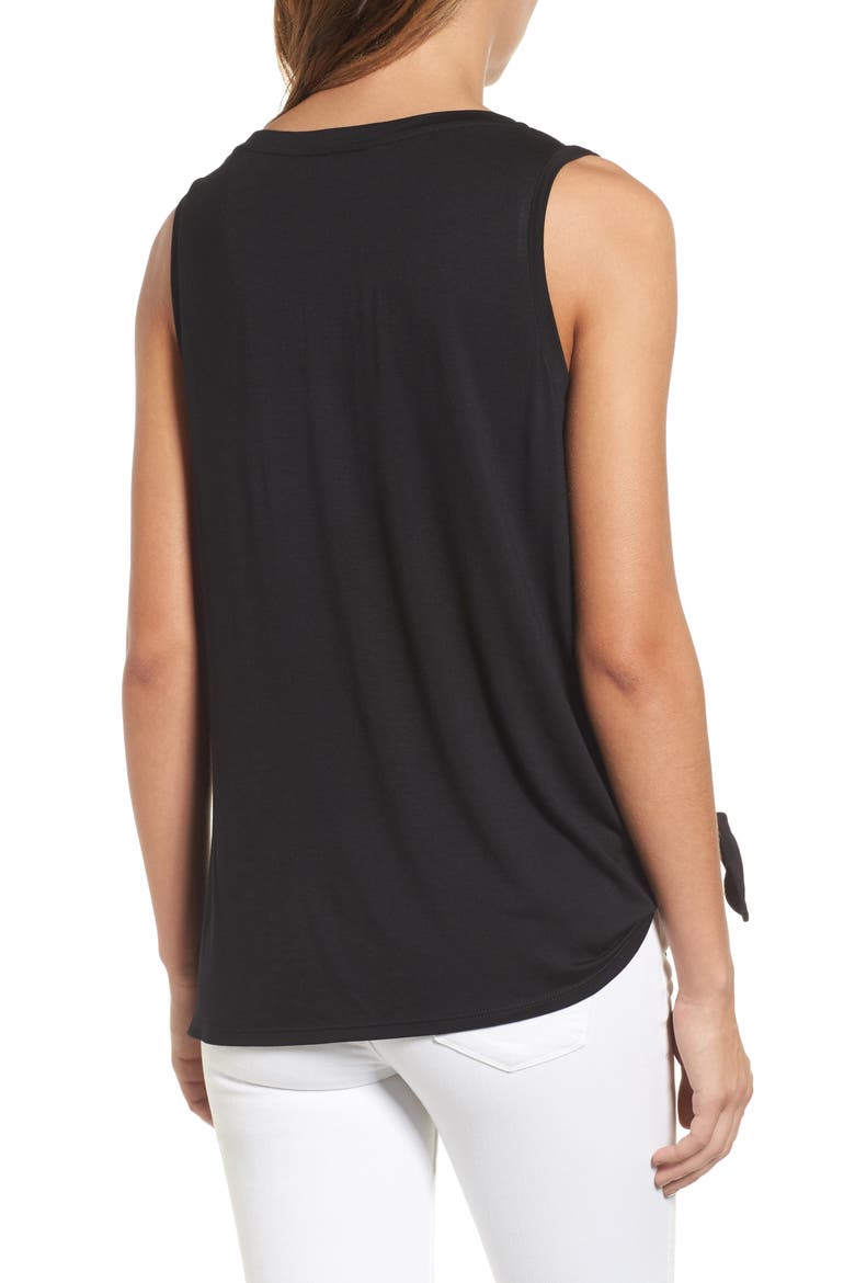 Knot Front Jersey Tank, Alternate, color, BLACK