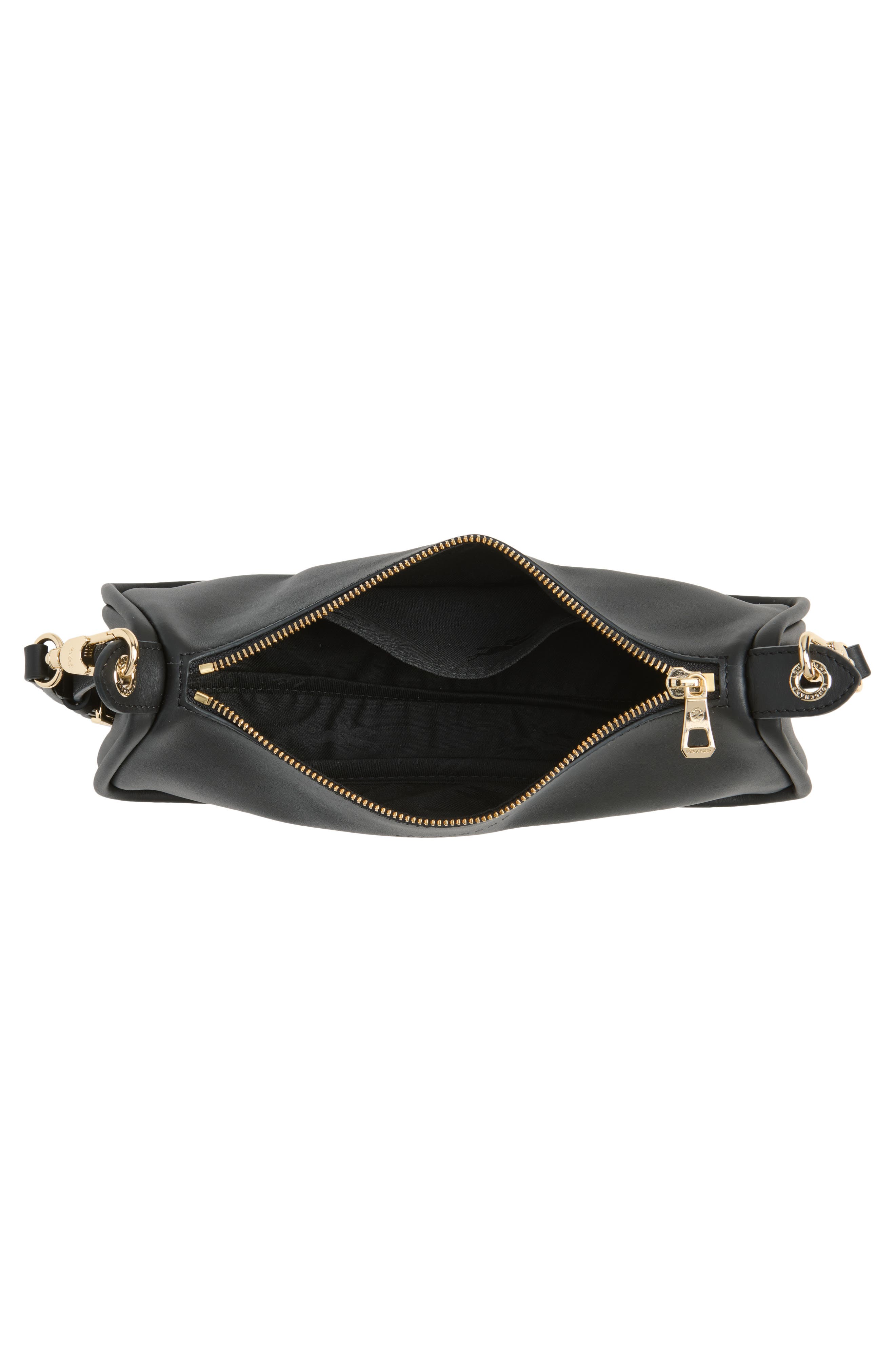 Roseau Leather Shoulder Bag, Alternate, color, BLACK