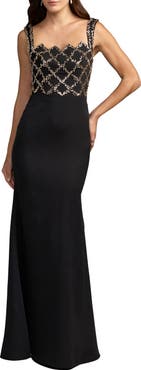Mac Duggal Petite Embellished Sleeveless Column Evening Gown