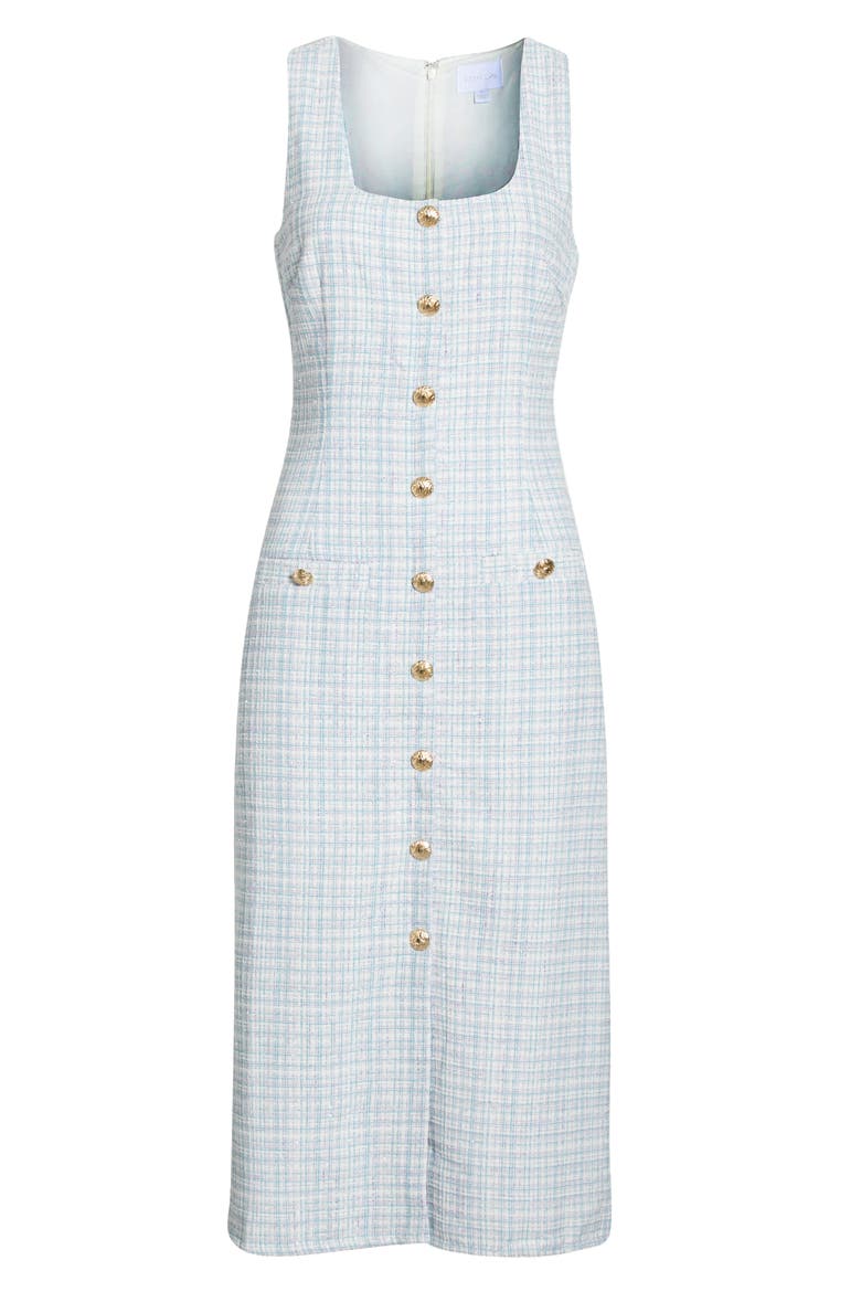 Adriella Sleeveless Tweed Dress, Alternate, color, WHITE-BLUE