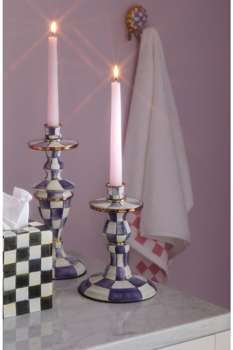 Violet Check Small Candleholder, Alternate, color, VIOLET