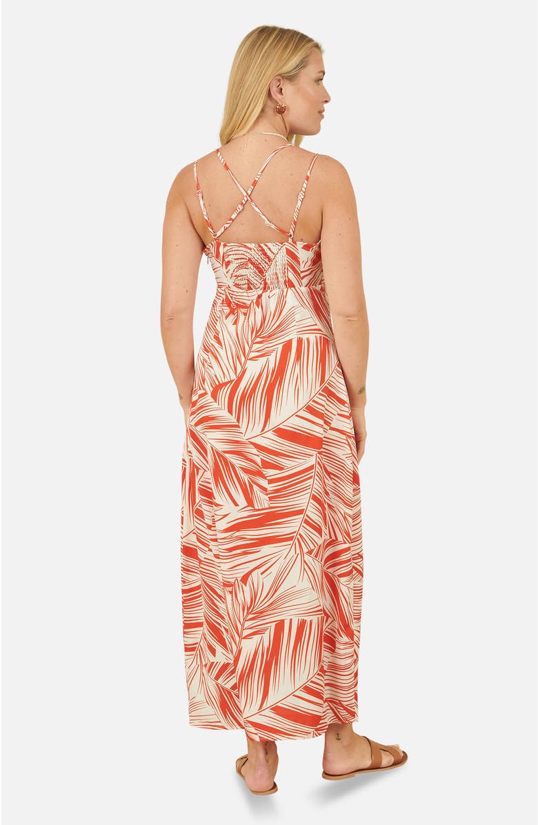 Yumi Sleeveless V-Neck Cross Back Maxi Dress, Alternate, color, Orange