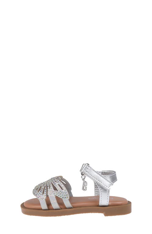 Bebe Kids' Butterfly Rhinestone Sandal In Metallic Silver