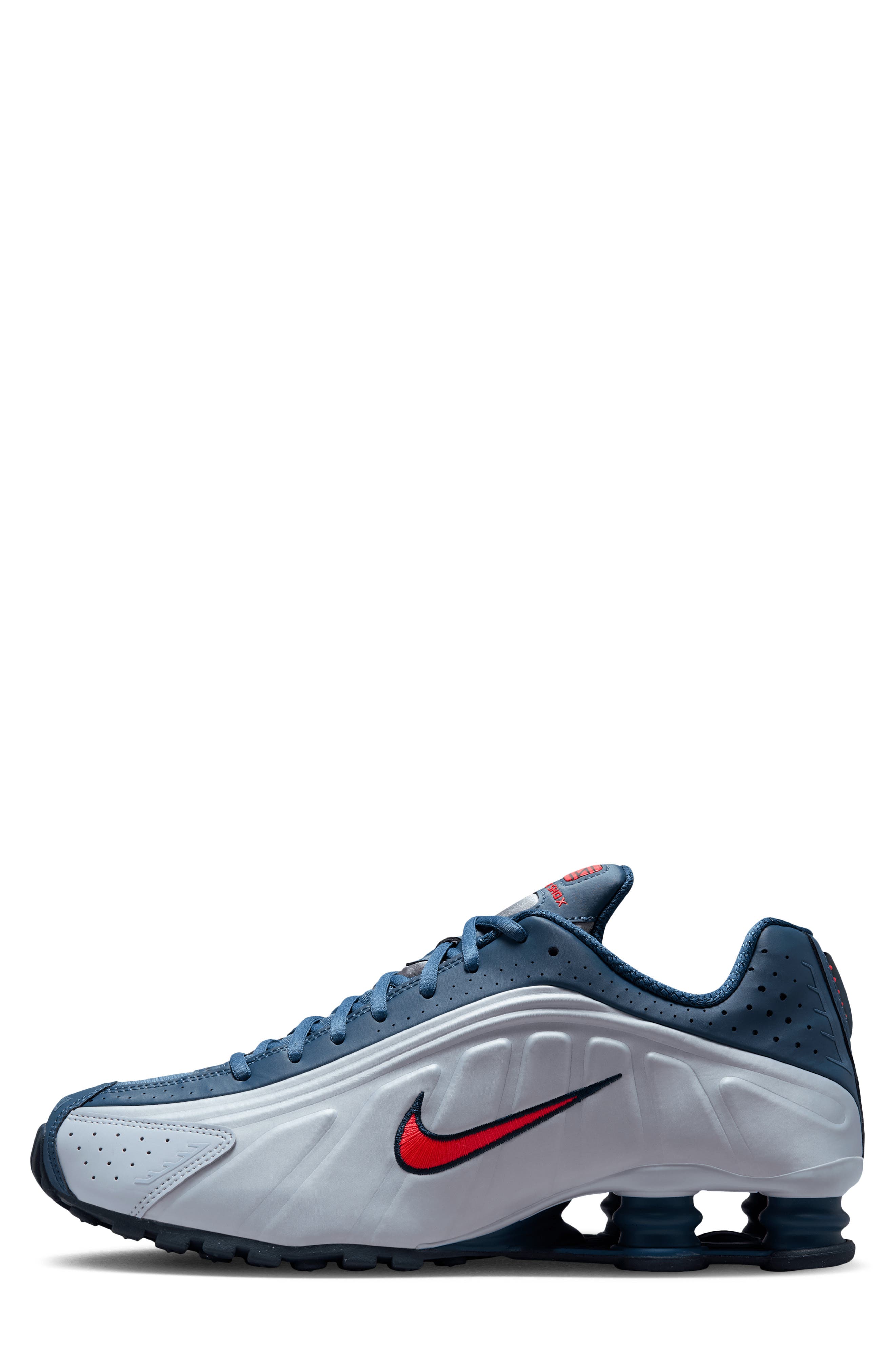 Shox R4 Sneaker, Alternate, color, FOOTBALL GREY/ SLATE/ BLUE