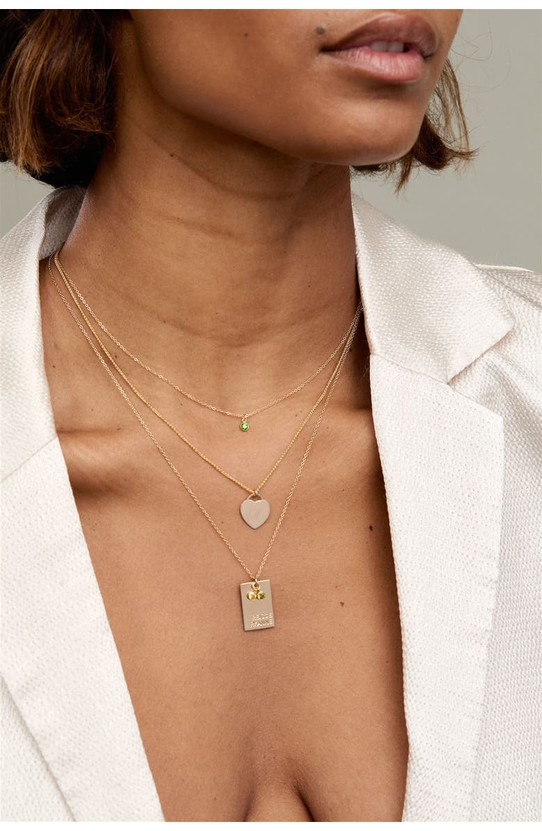 Set & Stones Birthstone Charm Necklace, Alternate, color, Gold / March