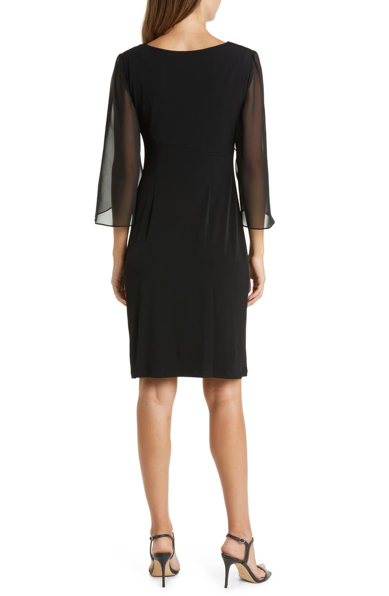 Connected Apparel Sheer Sleeve Dress, Alternate, color,