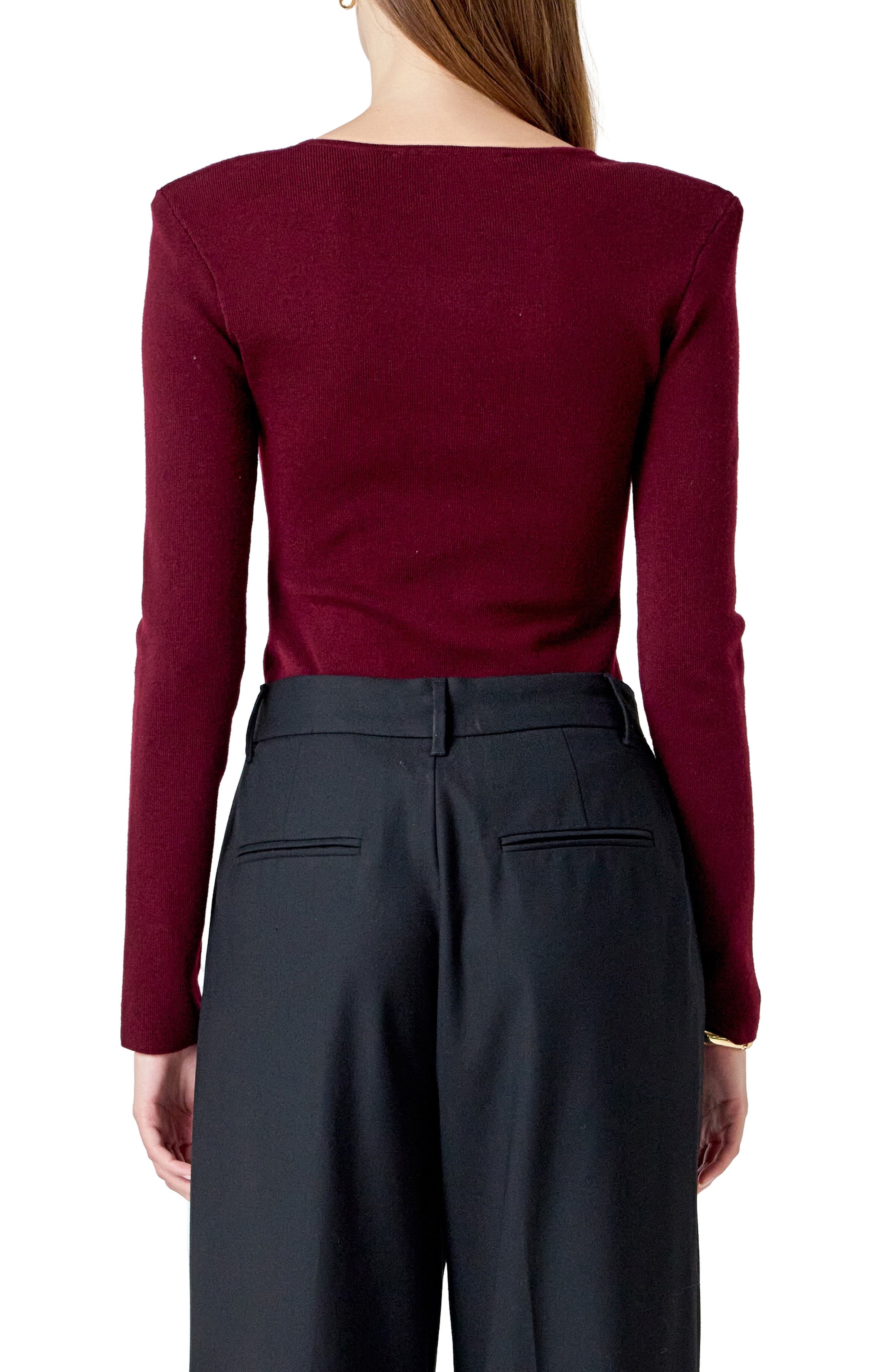 Shoulder Pad Rib Knit Top - image 2
