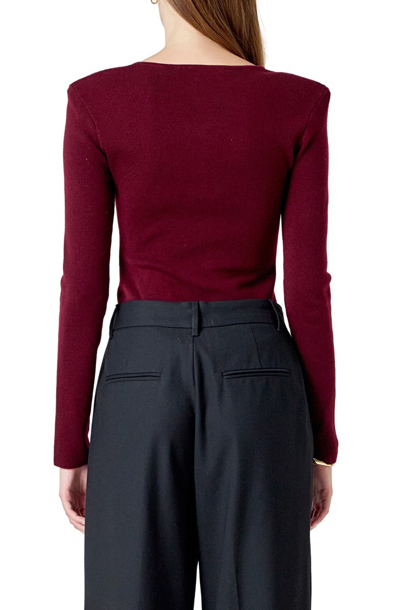 Endless Rose Shoulder Pad Rib Knit Top, Alternate, color, Maroon