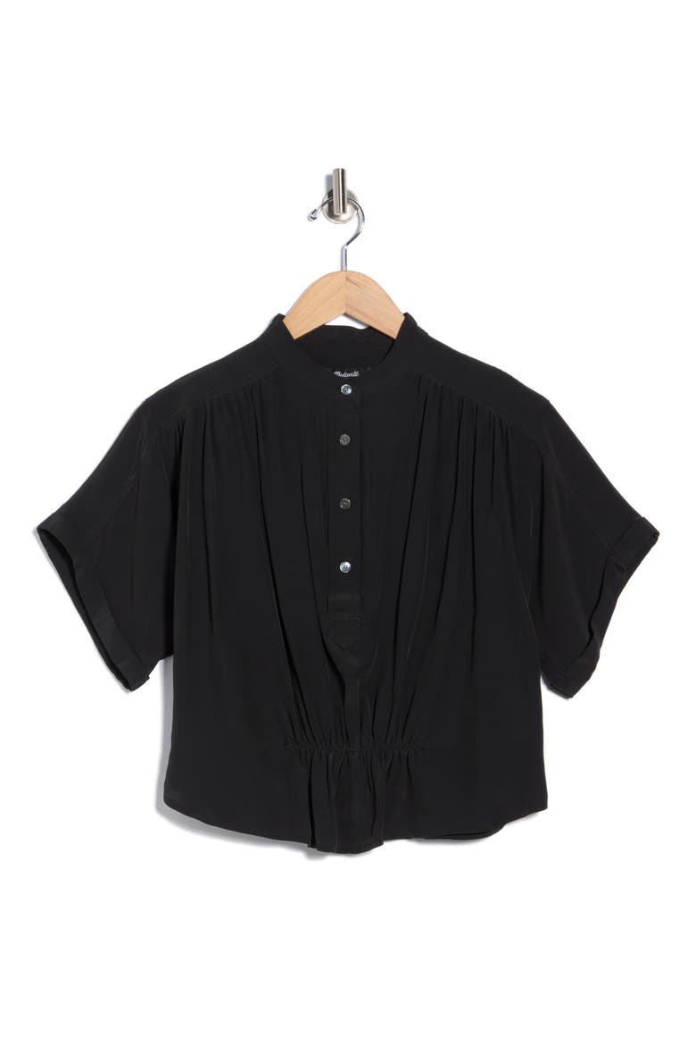Grace Short Sleeve Peplum Top, Alternate, color, TRUE BLACK