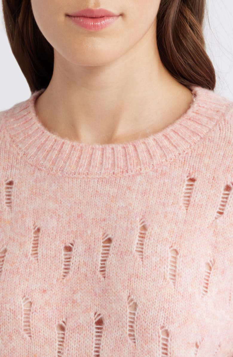 Wit & Wisdom Openwork Knit Sweater, Alternate, color, Heather Coral
