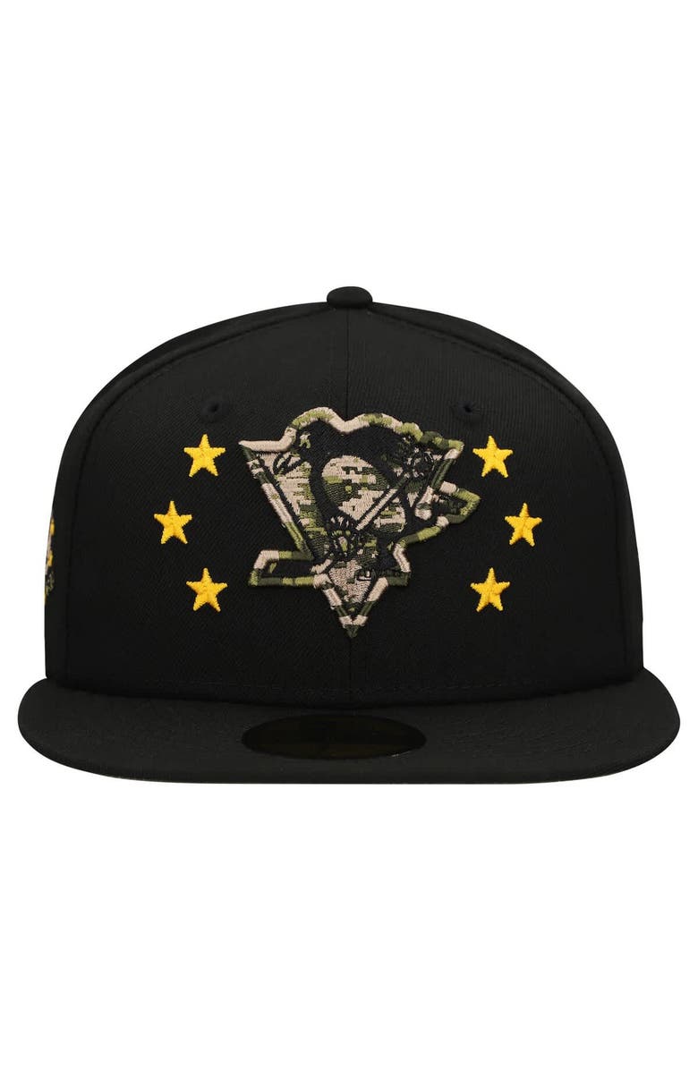 New Era Men's New Era  Black Pittsburgh Penguins Military Appreciation Digital Camo Stars 59FIFTY Fitted Hat, Alternate, color, Black