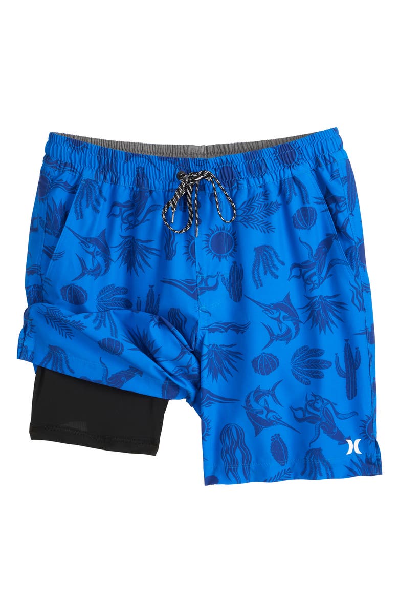 Hurley Danube Volley Swim Shorts, Alternate, color, Blue / White