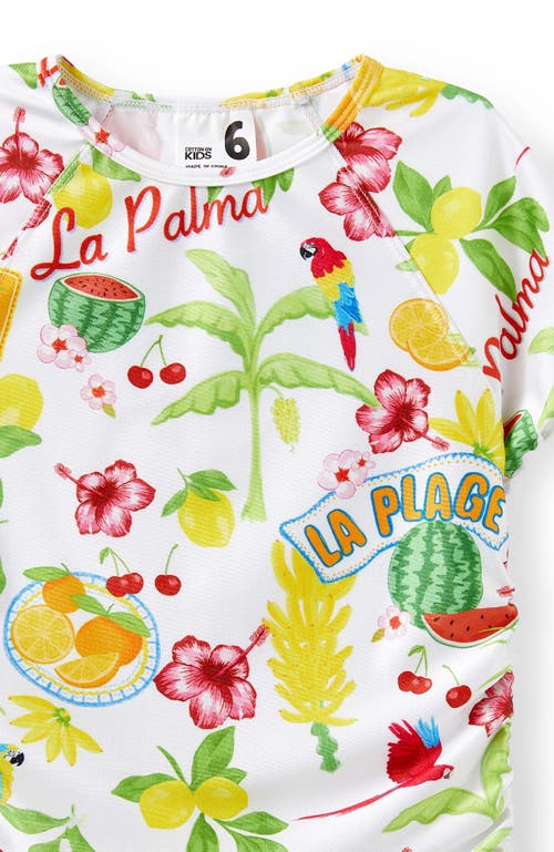 Shop Cotton On Kids Kid's Florence S/s Rashie And Bikini Bottom Set In Vanilla Tropical Fruit