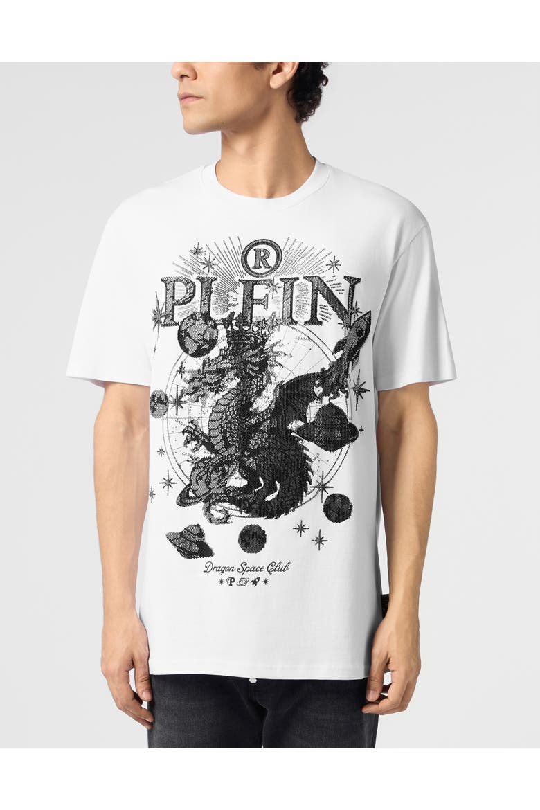 Round Neck T-Shirt Dragon Stones Men, Main, color, white