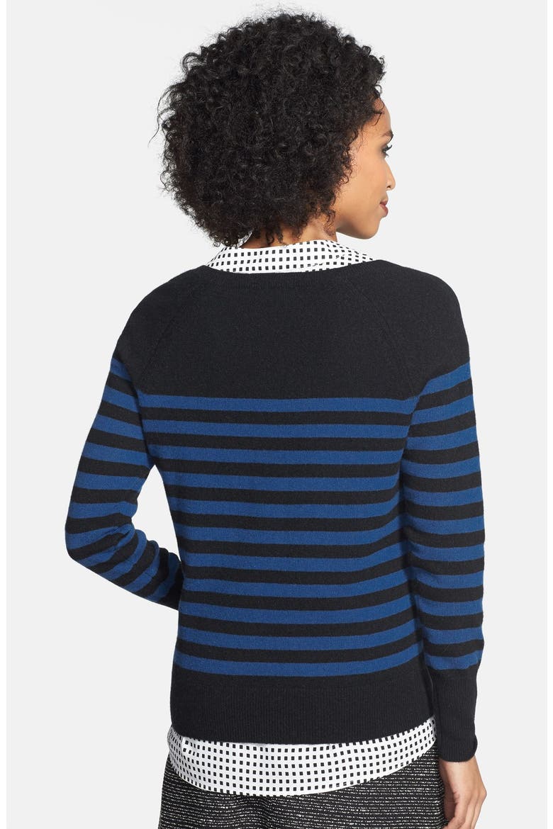Stripe Cashmere Sweater, Alternate, color, BLACK- NAVY STRIPE