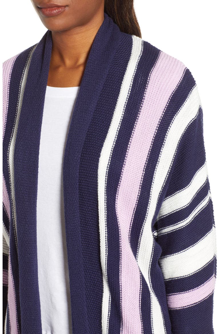No Closure Cardigan, Alternate, color, NAVY- IVORY STRIPE