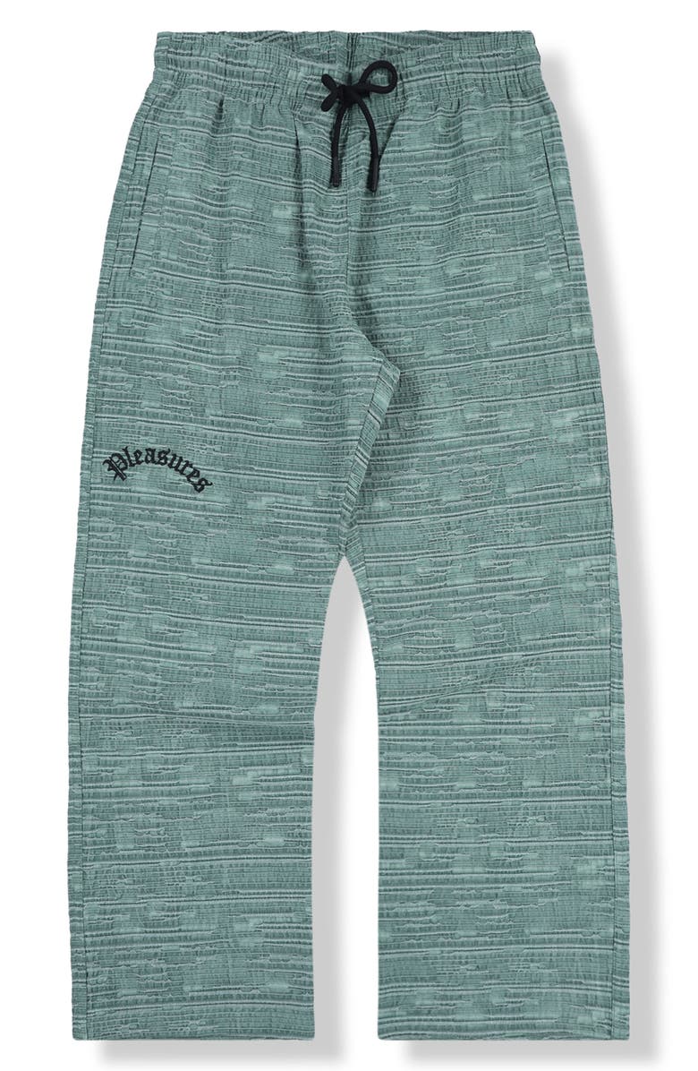 PLEASURES Linear Cotton & Linen Wide Leg Pants, Alternate, color, Forest Green