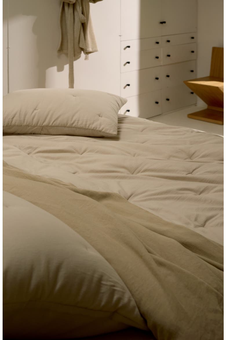 Set of 2 Soft Cotton Quilted Shams, Alternate, color, BONE