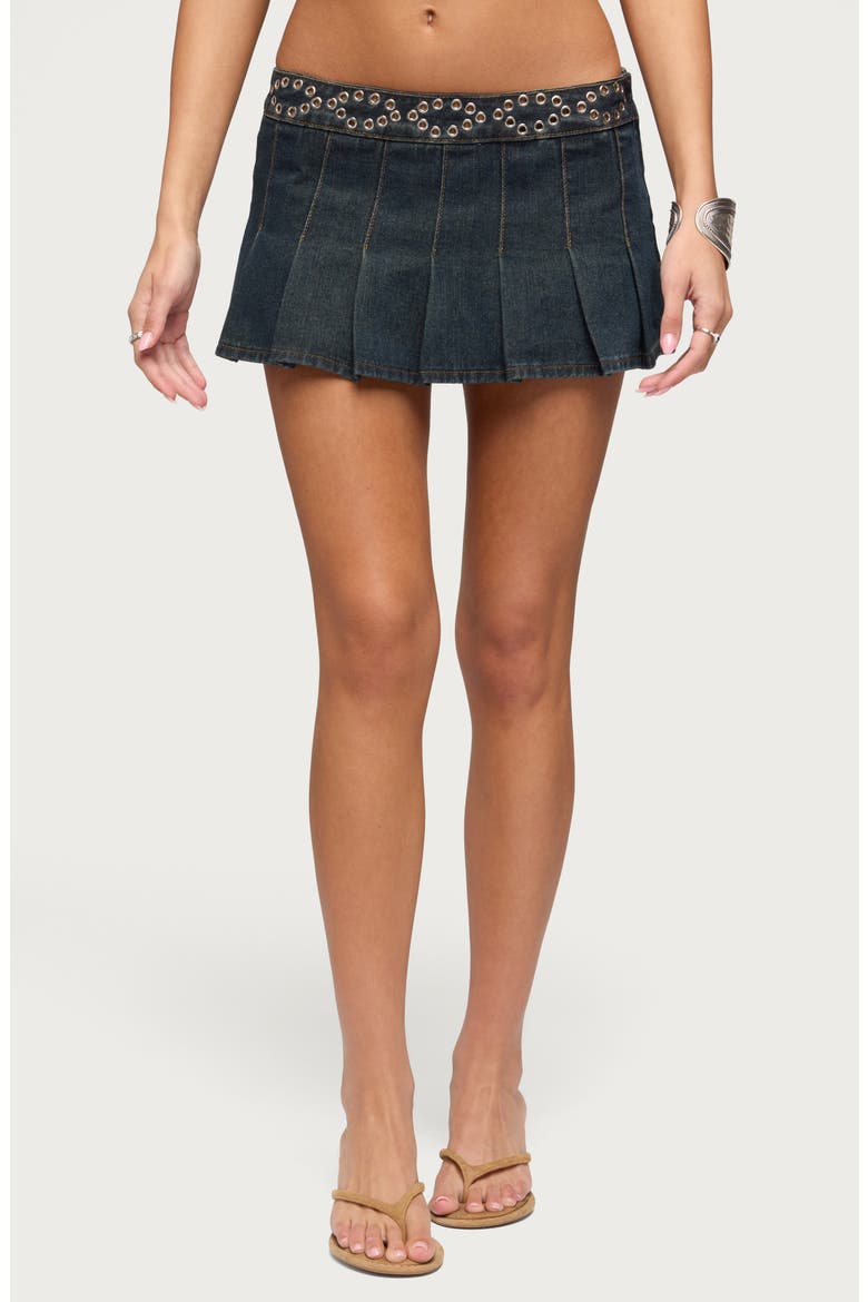 Roria Grommet Skort, Main, color, DARK-BLUE-WASHED