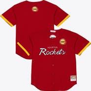 Mitchell & Ness Men's Mitchell & Ness Red Houston Rockets Hardwood Classics Head Coach Mesh Full-Button Fashion Jersey