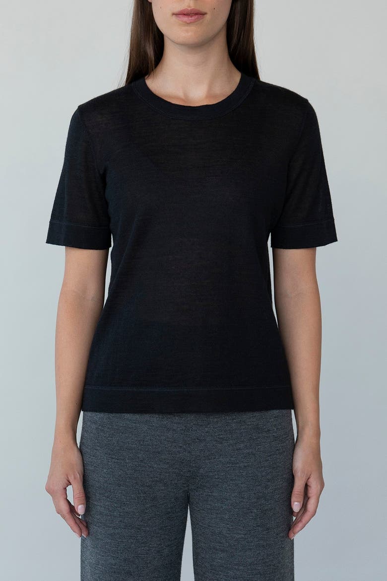 Crew Neck Sweater Tee, Main, color, BLACK