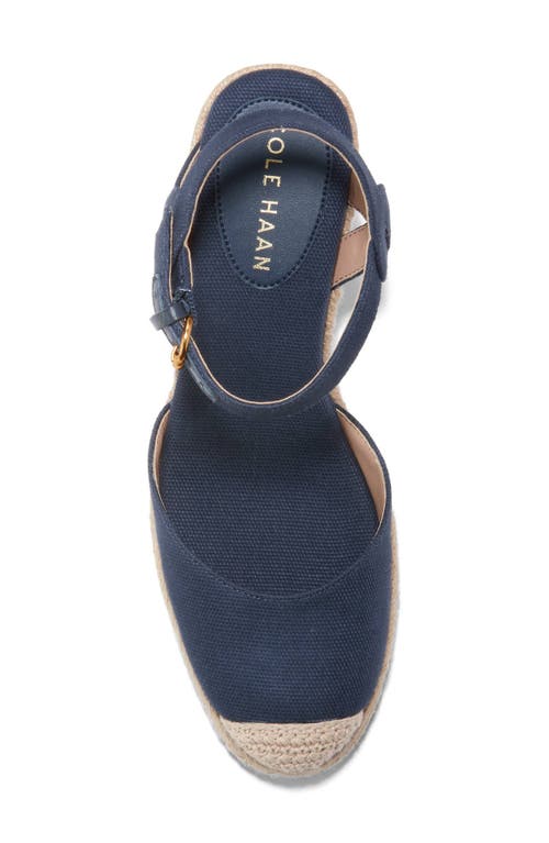 Shop Cole Haan Cloudfeel Platform Wedge Espadrille In Navy Blazer Linen