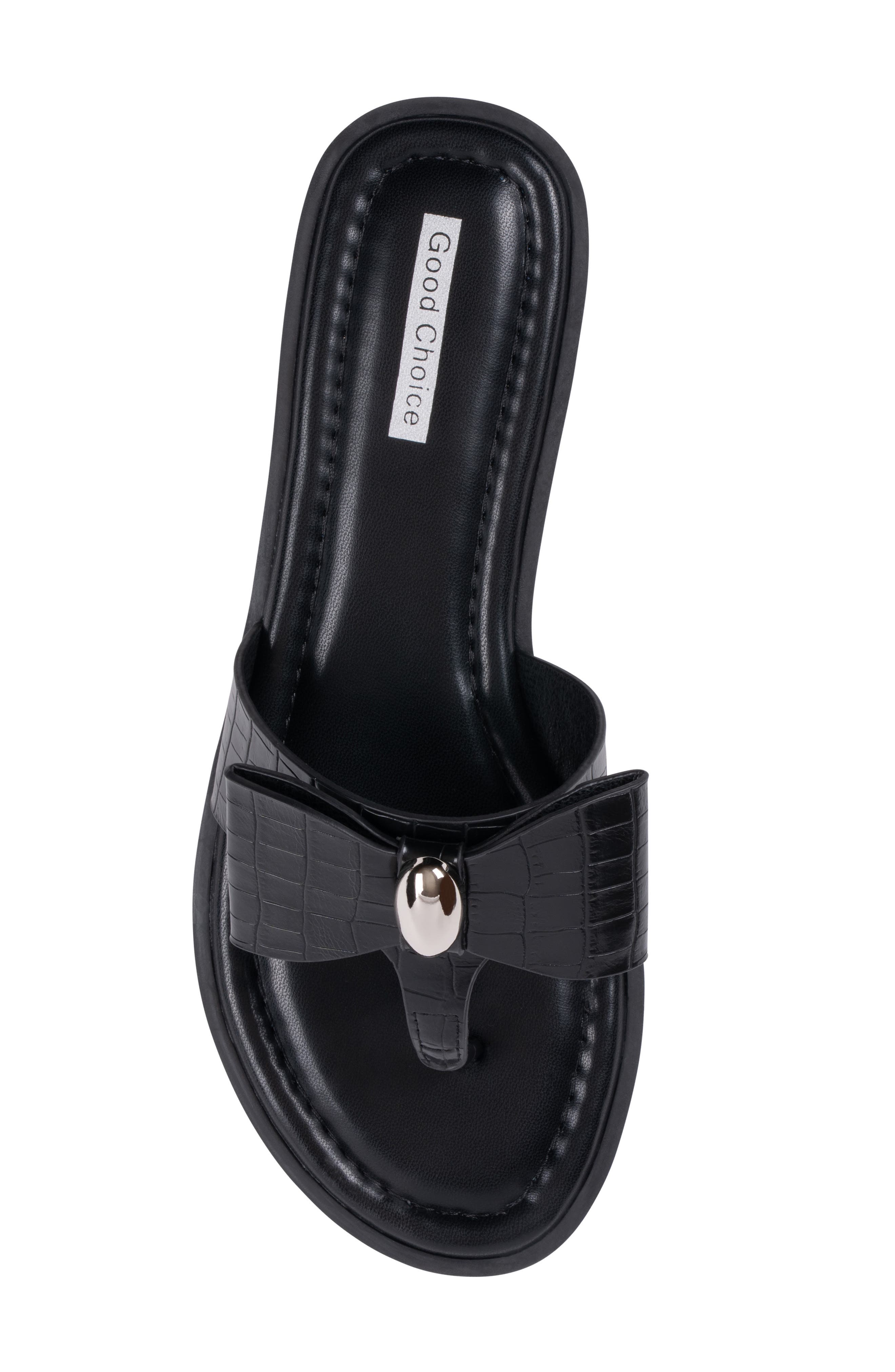 Alba Bow Flat Slide Sandal, Alternate, color, BLACK